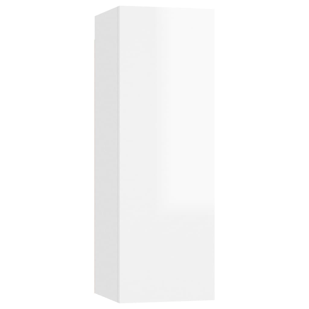 Móveis de TV 4 pcs 30,5x30x90 cm contraplacado branco brilhante