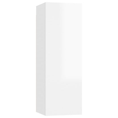 Móveis de TV 4 pcs 30,5x30x90 cm contraplacado branco brilhante