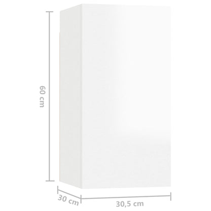 Móveis de TV 7 pcs 30,5x30x60 cm contraplacado branco brilhante