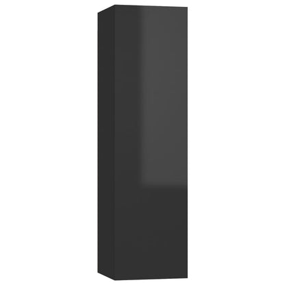 Móveis de TV 4 pcs 30,5x30x110 cm contraplacado preto brilhante