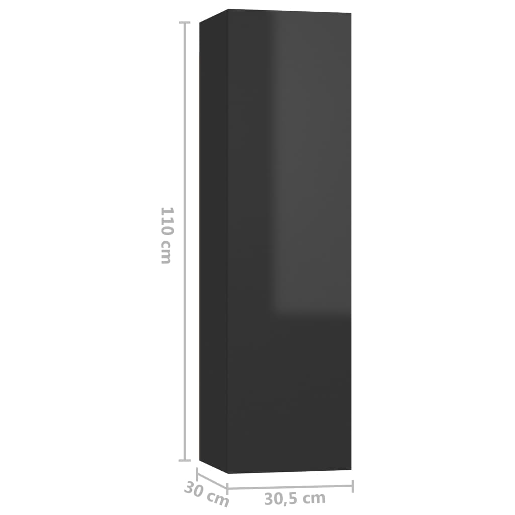 Móveis de TV 4 pcs 30,5x30x110 cm contraplacado preto brilhante