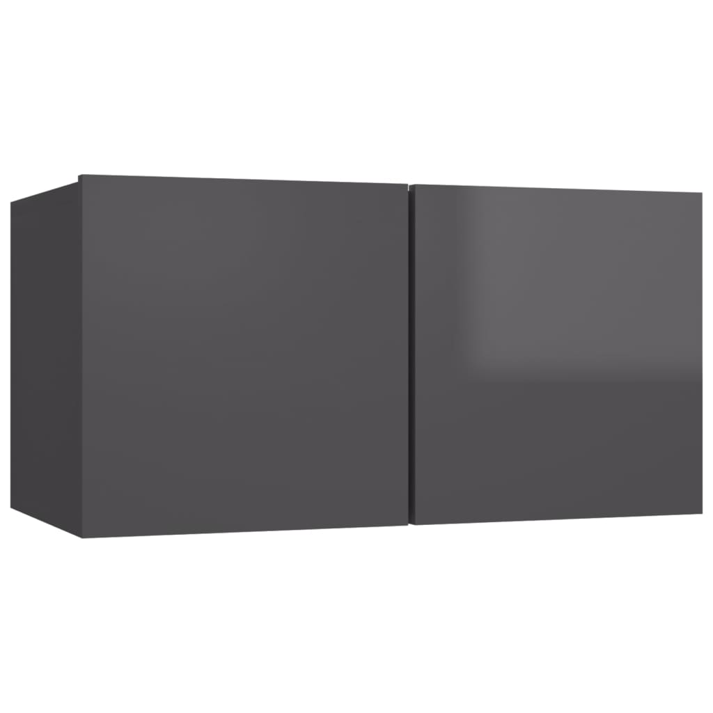 Móveis de TV 4 pcs 60x30x30 cm contraplacado cinzento brilhante