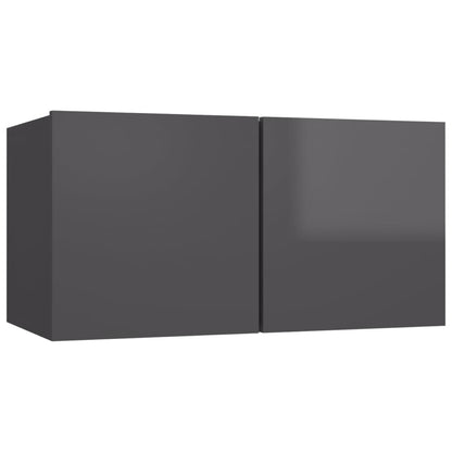 Móveis de TV 4 pcs 60x30x30 cm contraplacado cinzento brilhante