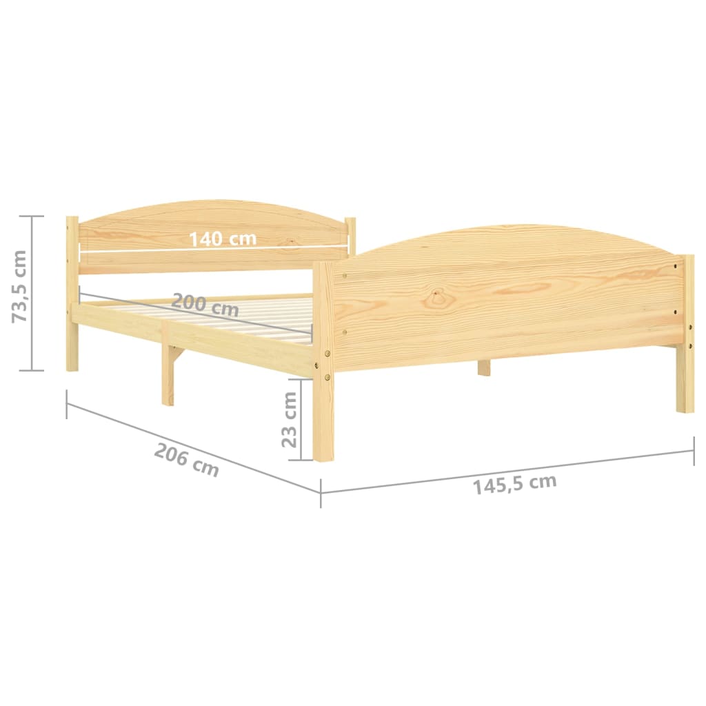 Estrutura de cama 140x200 cm pinho maciço