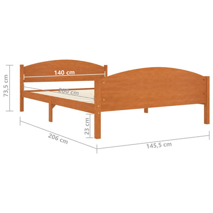 Estrutura de cama 140x200 cm pinho maciço castanho mel