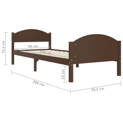 Estrutura de cama 90x200 cm pinho maciço castanho-escuro