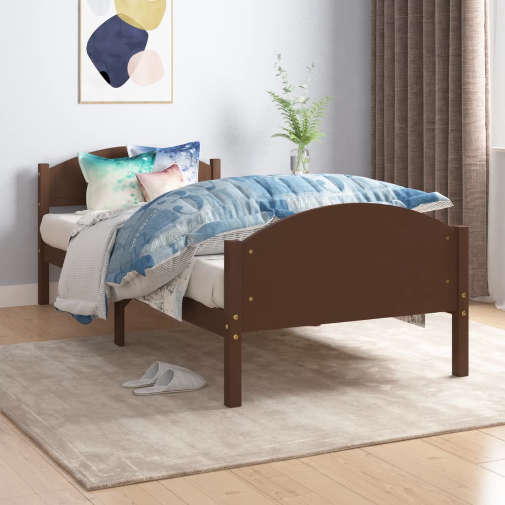 Estrutura de cama 90x200 cm pinho maciço castanho-escuro