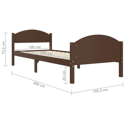 Estrutura de cama 100x200 cm pinho maciço castanho-escuro