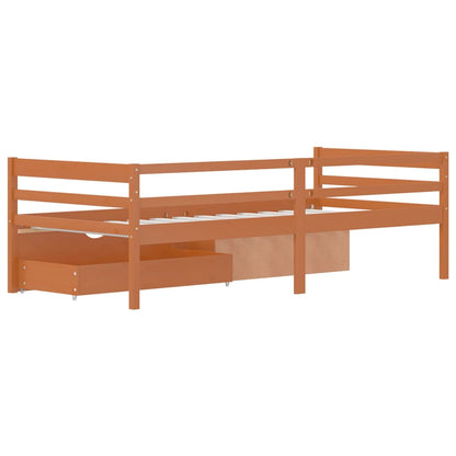 Cama com gavetas e móvel 90x200 cm pinho maciço castanho-mel