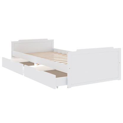 Estrutura de cama com gavetas 90x200 cm pinho maciço branco