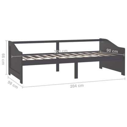 Sofá-cama de 3 lugares 90x200 cm pinho maciço cinzento-escuro