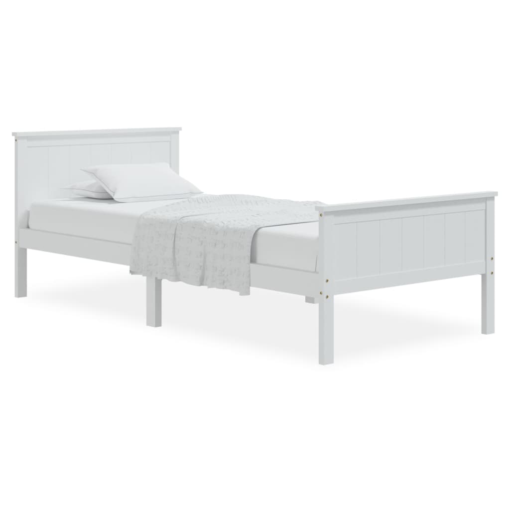 Estrutura de cama 90x200 cm pinho maciço branco