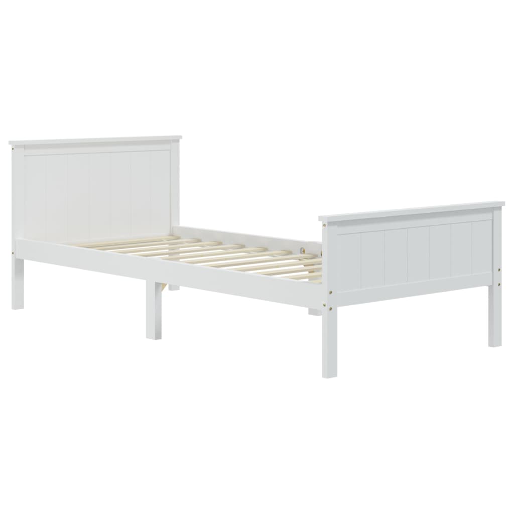 Estrutura de cama 90x200 cm pinho maciço branco