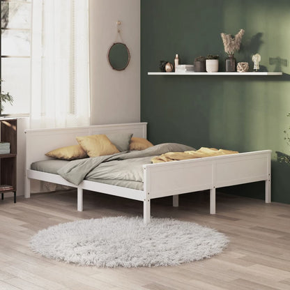 Estrutura de cama 180x200 cm pinho maciço branco