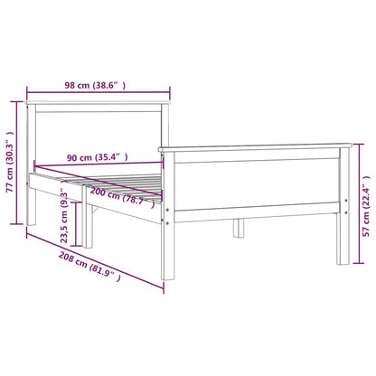 Estrutura de cama 90x200 cm pinho maciço castanho mel