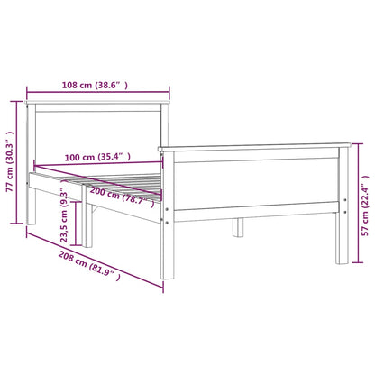 Estrutura de cama 100x200 cm madeira pinho maciço castanho mel