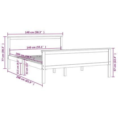 Estrutura de cama 140x200 cm pinho maciço castanho mel