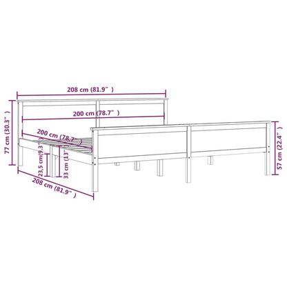 Estrutura de cama 200x200 cm pinho maciço castanho mel