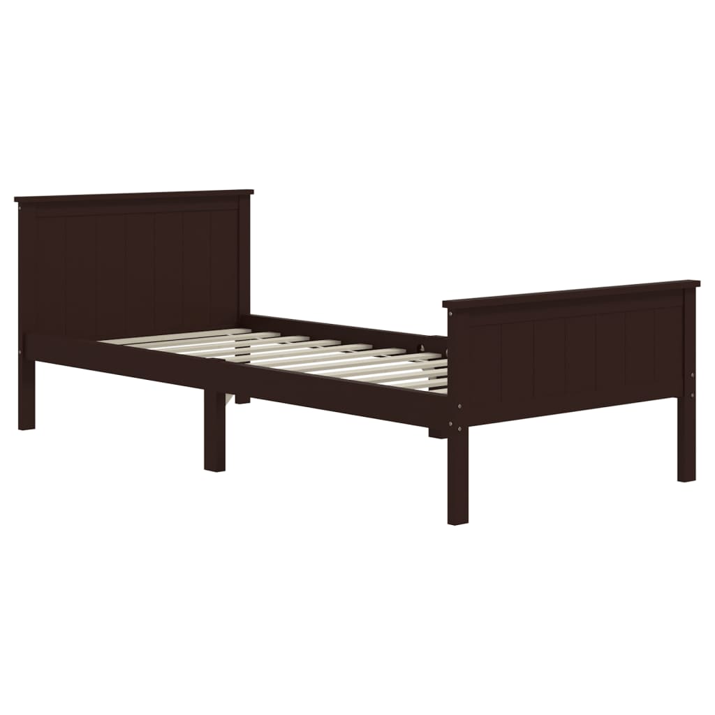 Estrutura de cama 90x200 cm pinho maciço castanho-escuro