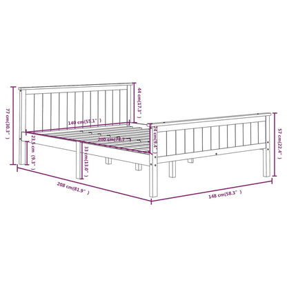 Estrutura de cama 140x200 cm pinho maciço castanho-escuro