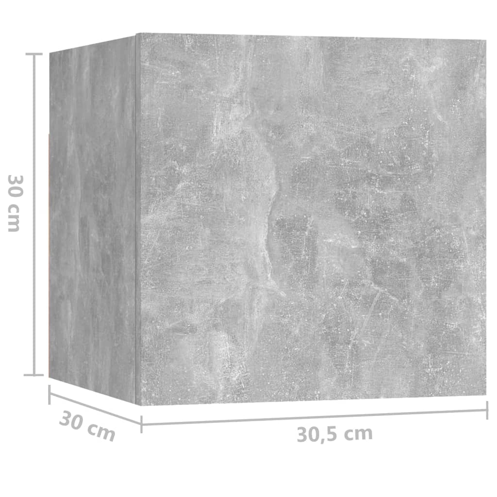 Mesa de cabeceira 30,5x30x30 cm contraplacado cinzento cimento