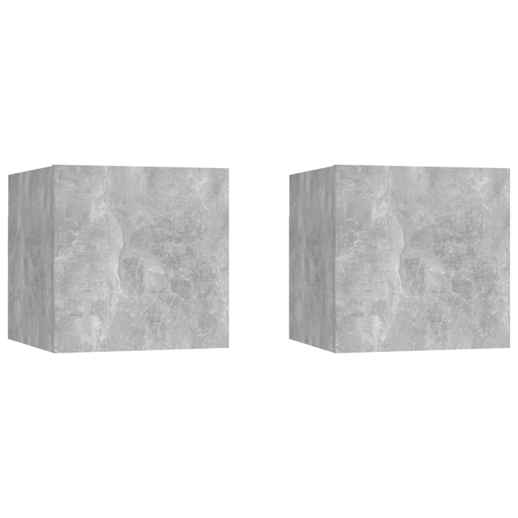 Mesas de cabeceira 2pcs 30,5x30x30cm contrapl. cinzento cimento