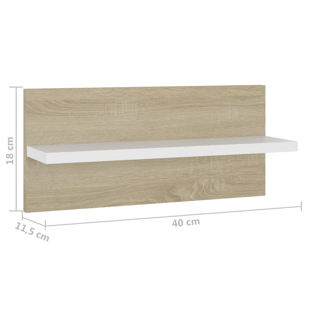 Estantes de parede 4 pcs 40x11,5x18 cm branco/carvalho sonoma