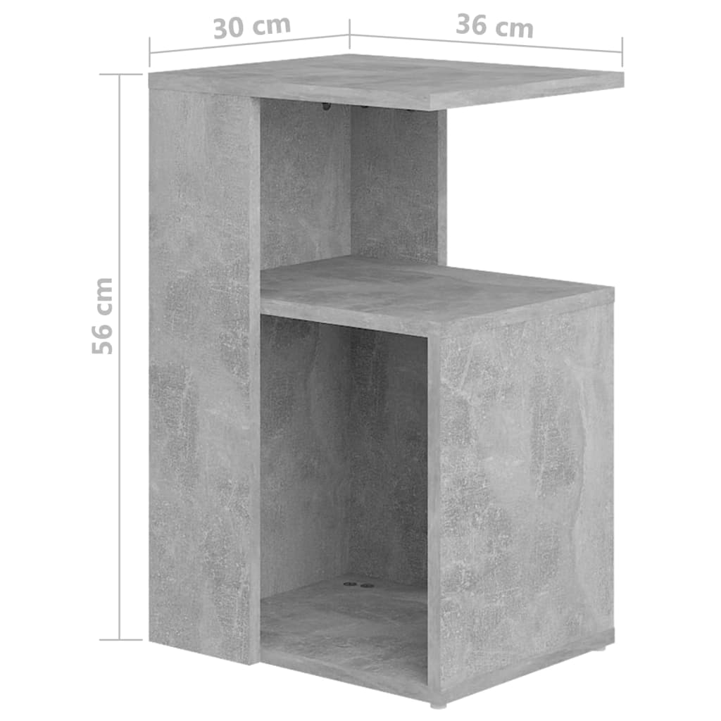 Mesa de apoio 36x30x56 cm contraplacado cinzento cimento