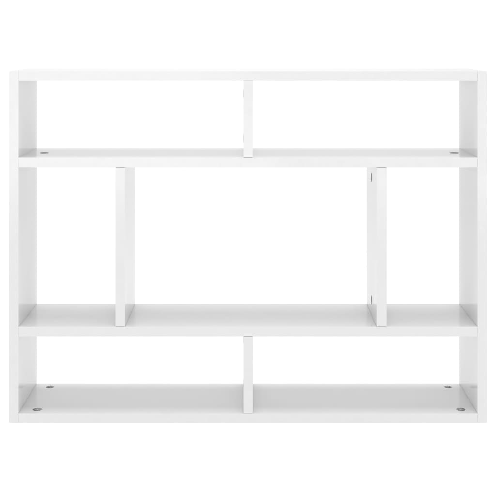 Estante de parede 75x16x55 cm contraplacado branco brilhante