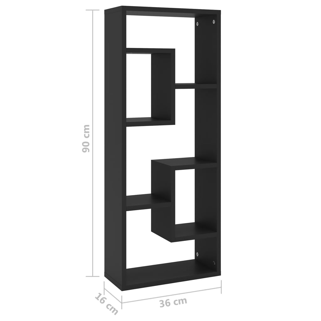 Estante de parede 36x16x90 cm contraplacado preto