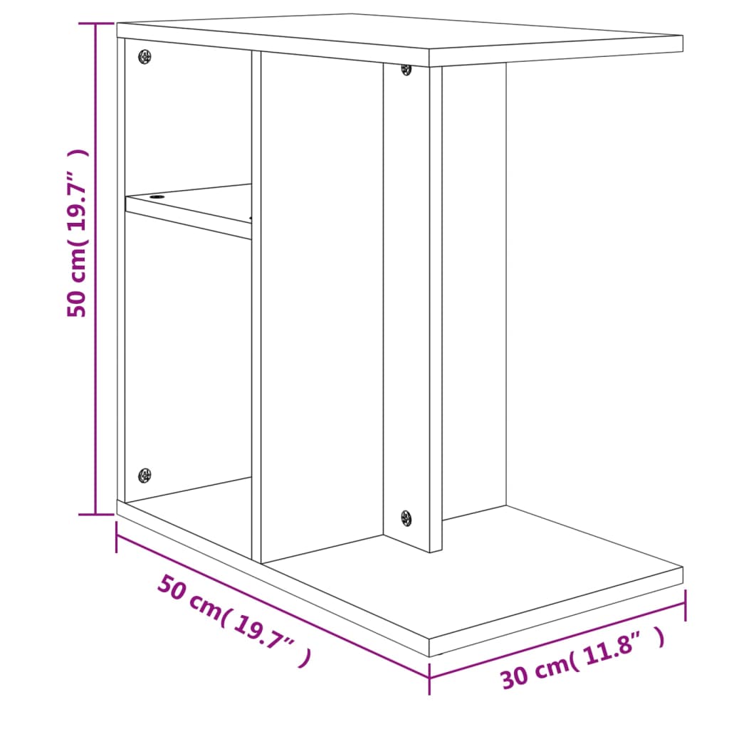 Mesa de apoio 50x30x50 cm contraplacado cor carvalho sonoma