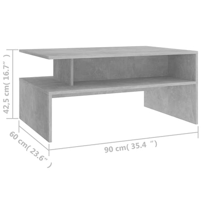 Mesa de centro 90x60x42,5 cm contraplacado cinzento cimento