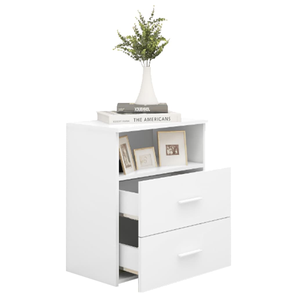 Mesa de Cabeceira Kafu com 2 Gavetas e Prateleira Aberta - Branco - Design Moderno