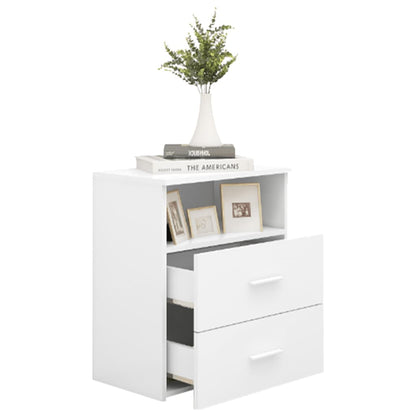 Mesa de Cabeceira Kafu com 2 Gavetas e Prateleira Aberta - Branco - Design Moderno