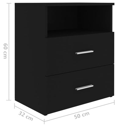 Mesa de Cabeceira Kafu com 2 Gavetas e Prateleira Aberta - Preto - Design Moderno