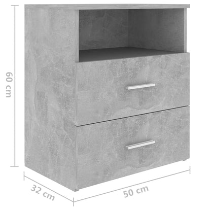 Mesa de Cabeceira Kafu com 2 Gavetas e Prateleira Aberta - Cinzento Cimento - Design Moderno