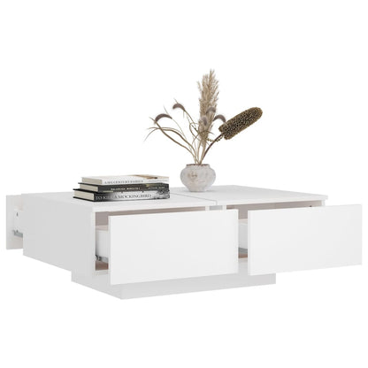 Mesa de Centro Davi com 4 Gavetas - Branco Mate - Design Moderno