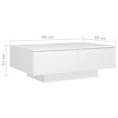 Mesa de Centro Davi com 4 Gavetas - Branco Mate - Design Moderno