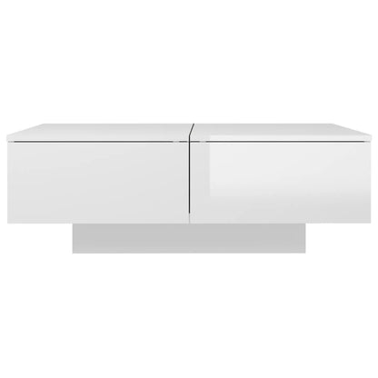 Mesa de Centro Davi com 4 Gavetas - Branco Brilhante - Design Moderno