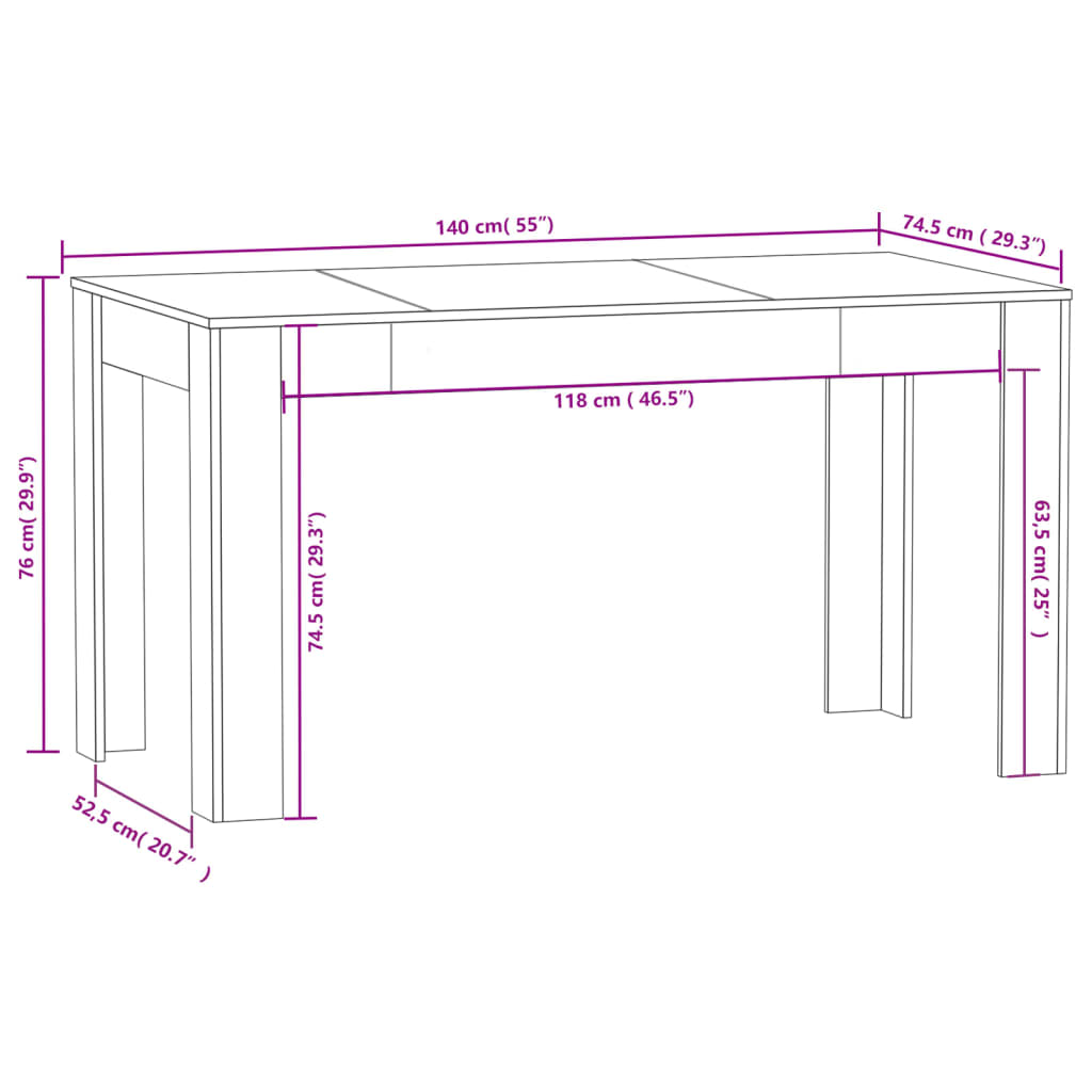 Mesa de Jantar Lunes de 140cm - Branco - Design Moderno