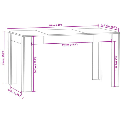 Mesa de jantar 140x74,5x76 cm contraplacado cinzento cimento