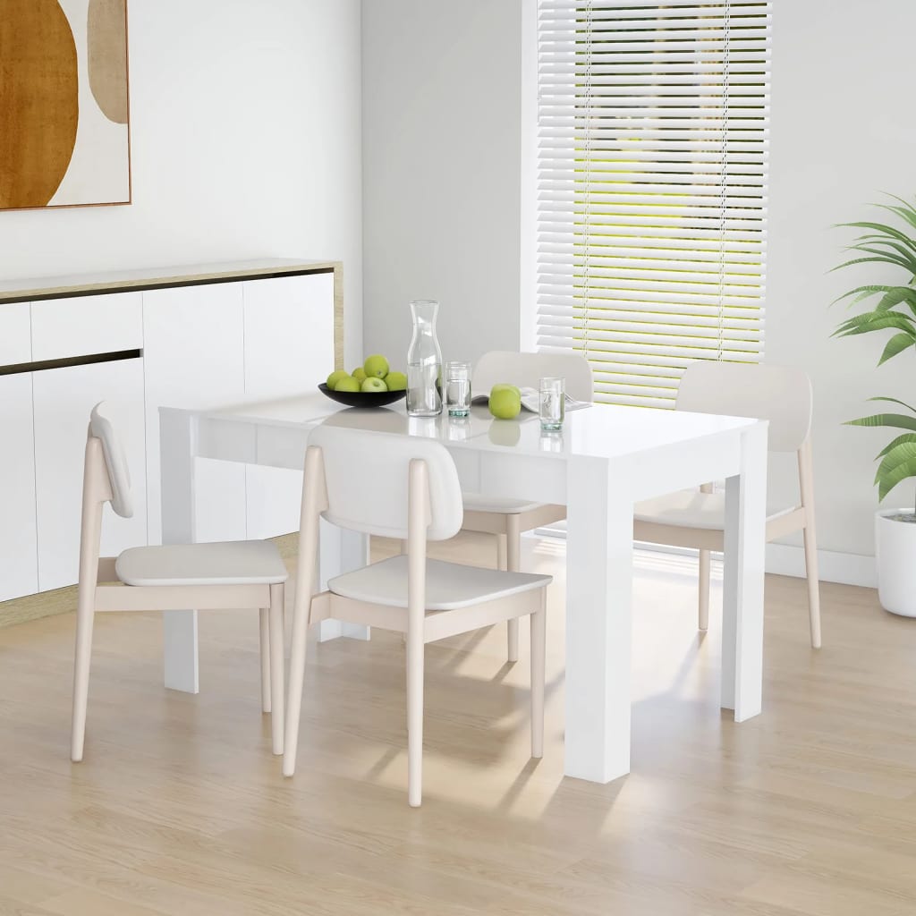 Mesa de Jantar Lunes de 140cm - Branco Brilhante - Design Moderno