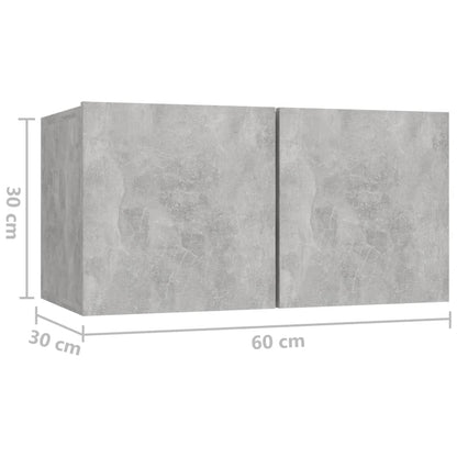 Móveis de TV para parede 3 pcs 60x30x30 cm cinzento cimento