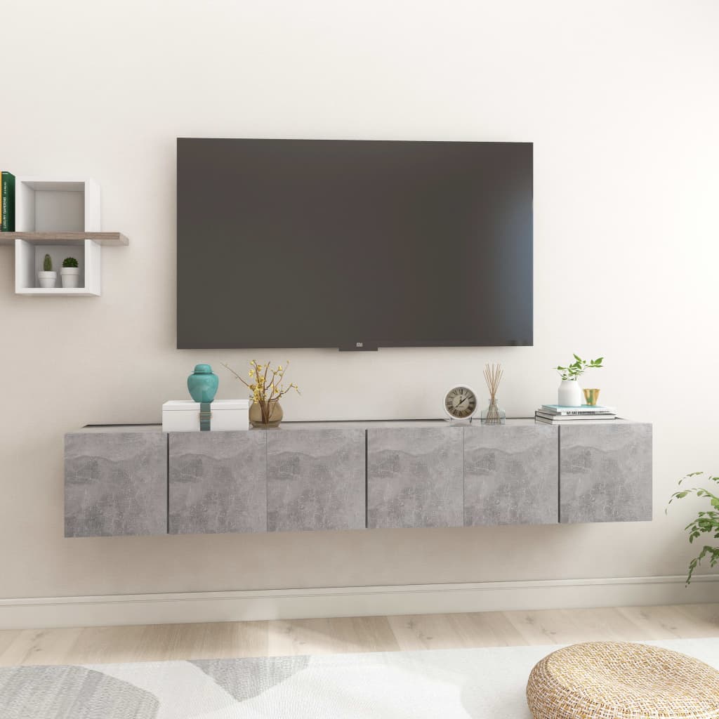 Móveis de TV para parede 3 pcs 60x30x30 cm cinzento cimento