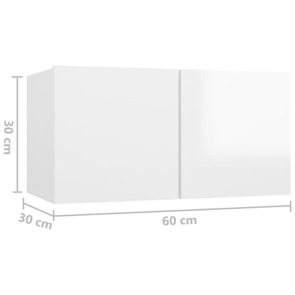 Móvel de TV para parede 60x30x30 cm branco brilhante