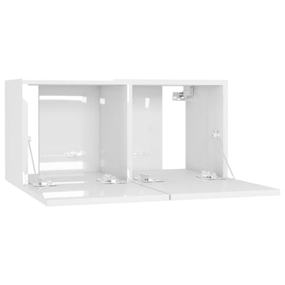 Móveis de TV para parede 2 pcs 60x30x30 cm branco brilhante