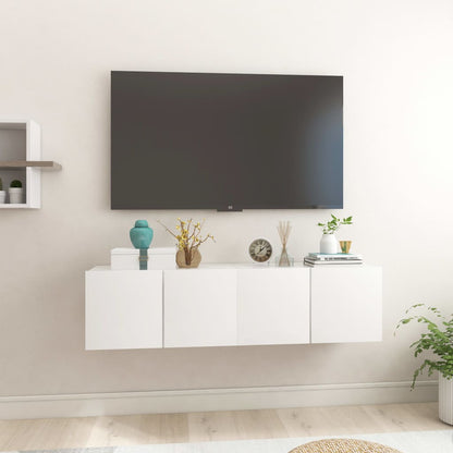 Móveis de TV para parede 2 pcs 60x30x30 cm branco brilhante