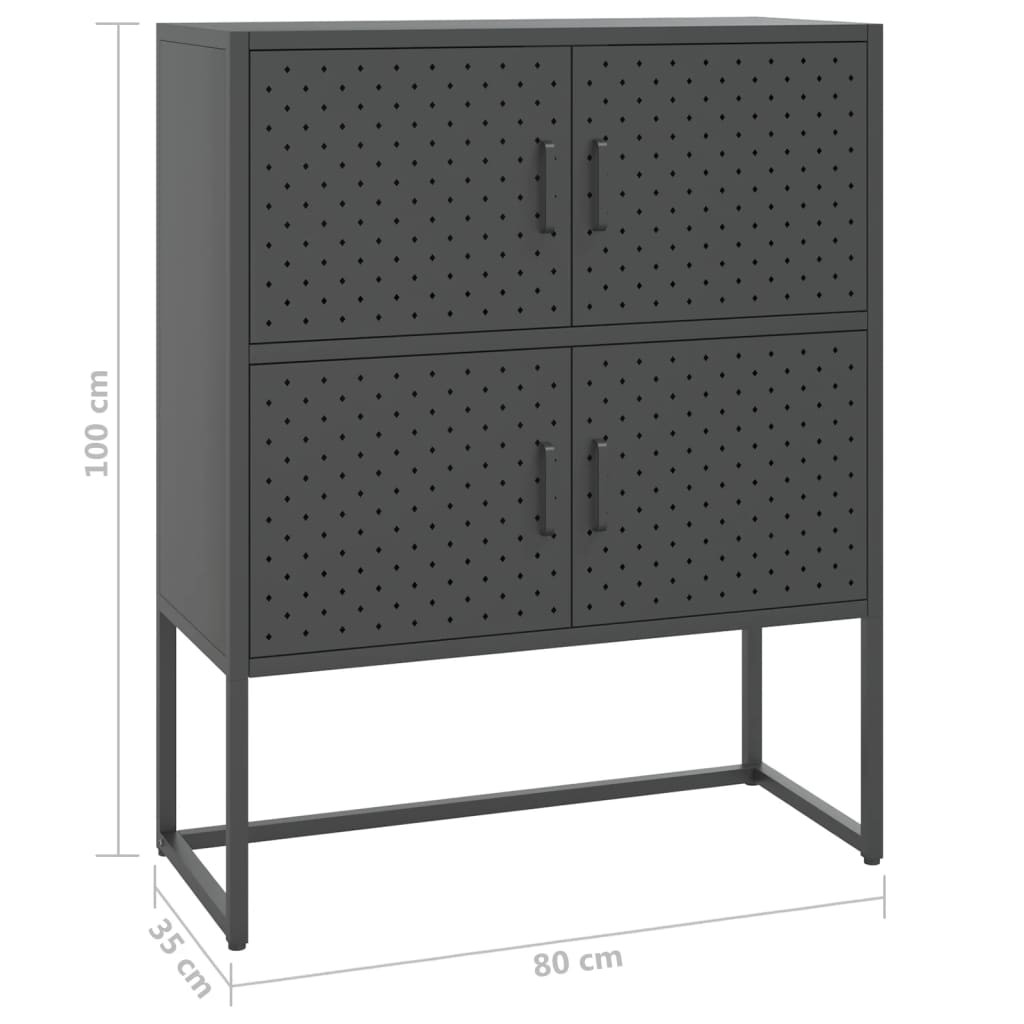 Aparador alto 80x35x100 cm aço antracite