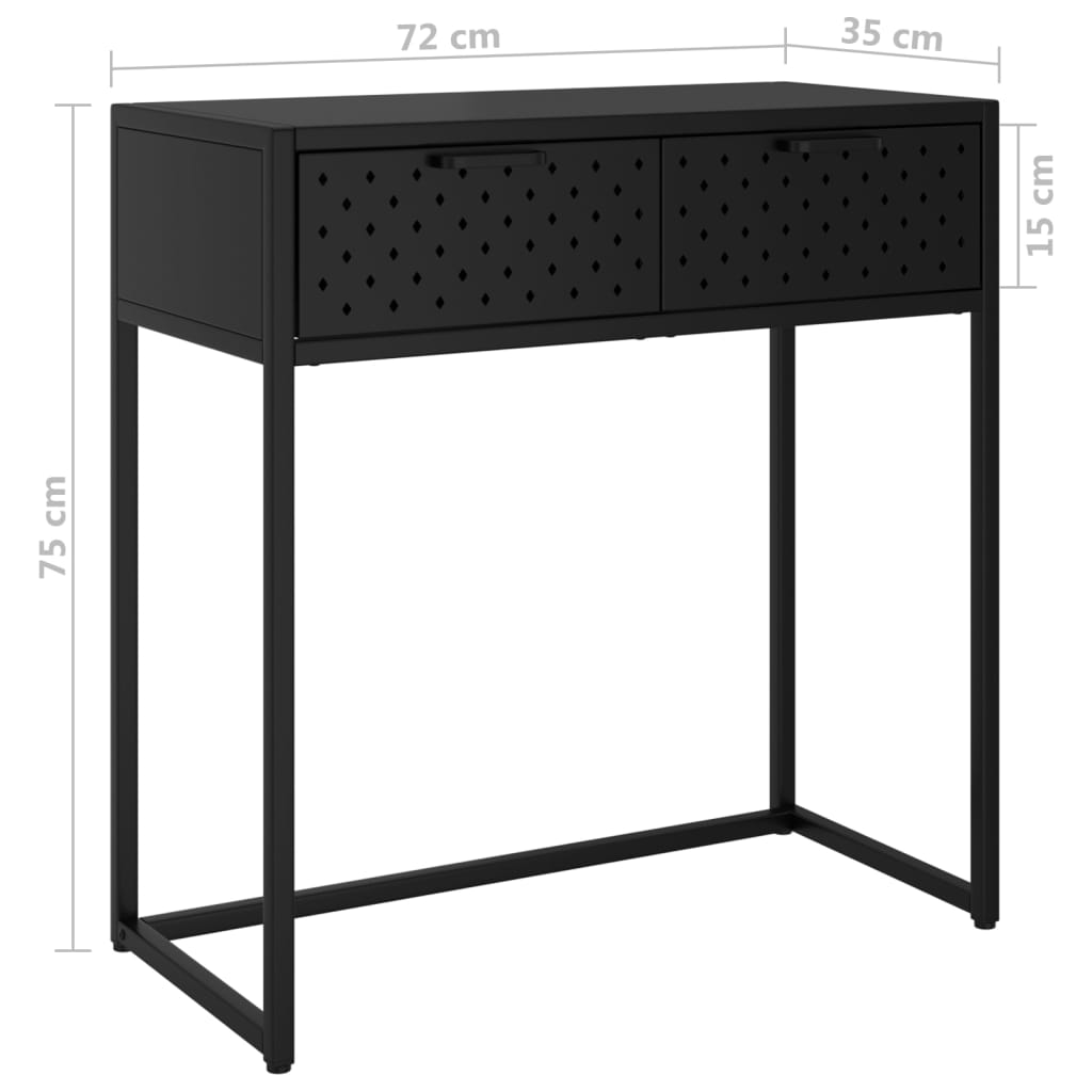 Mesa consola 72x35x75 cm aço preto