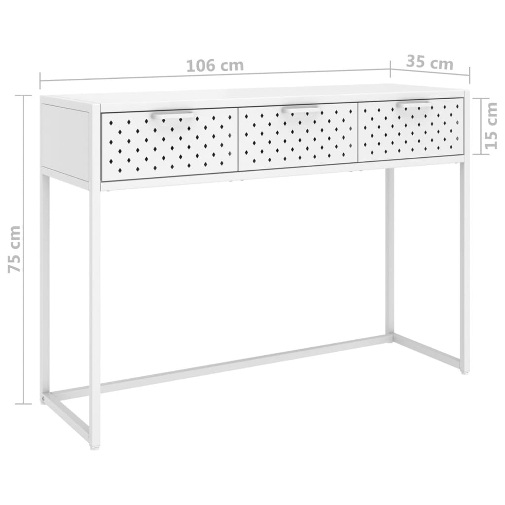 Mesa consola 106x35x75 cm aço branco